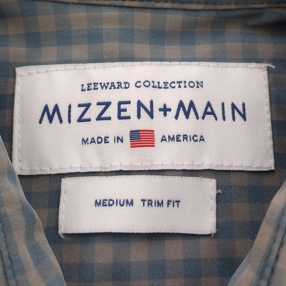 Mizzen+Main Leeward Men's Trim Fit Windowpane Long Sleeve Button Down Shirt Sz M - Picture 12 of 12